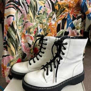 Sincerely Jules White and Black Combat Boots